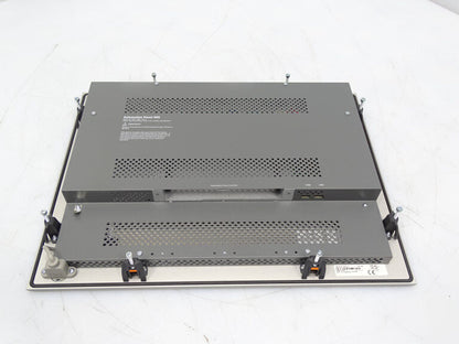 B&R Automation Panel 900 HMI back view, gray metal housing, industrial automation part, with ports and connectors.