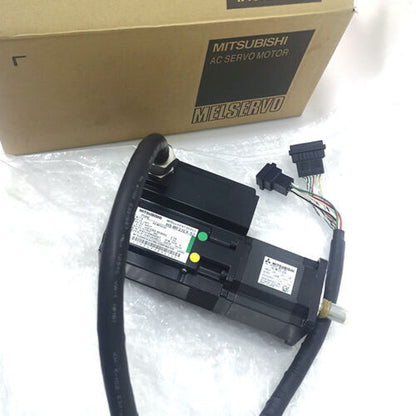 Mitsubishi HS-MF23EX-S2 AC Servo Motor with connectors, cable, and original box