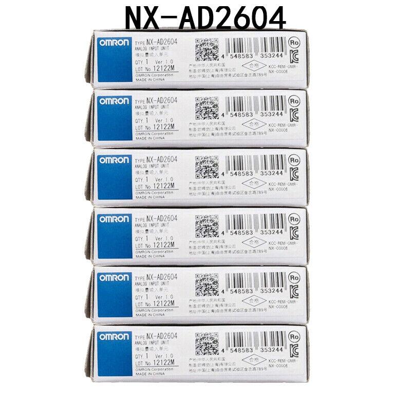 OMRON NX-AD2604 analog input module boxes, stacked, new in box.