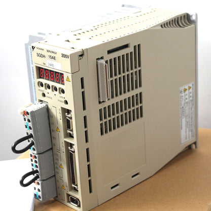 Yaskawa SGDH-15AE Servo Drive, front view, beige housing, digital display, industrial automation part