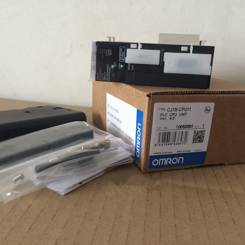 OMRON CJ1M-CPU11 PLC CPU Unit Module, new in box, view from a high angle.