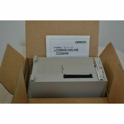OMRON C200HXCPU54-E PLC Module in box. SYSMAC C series industrial automation equipment. Free shipping.