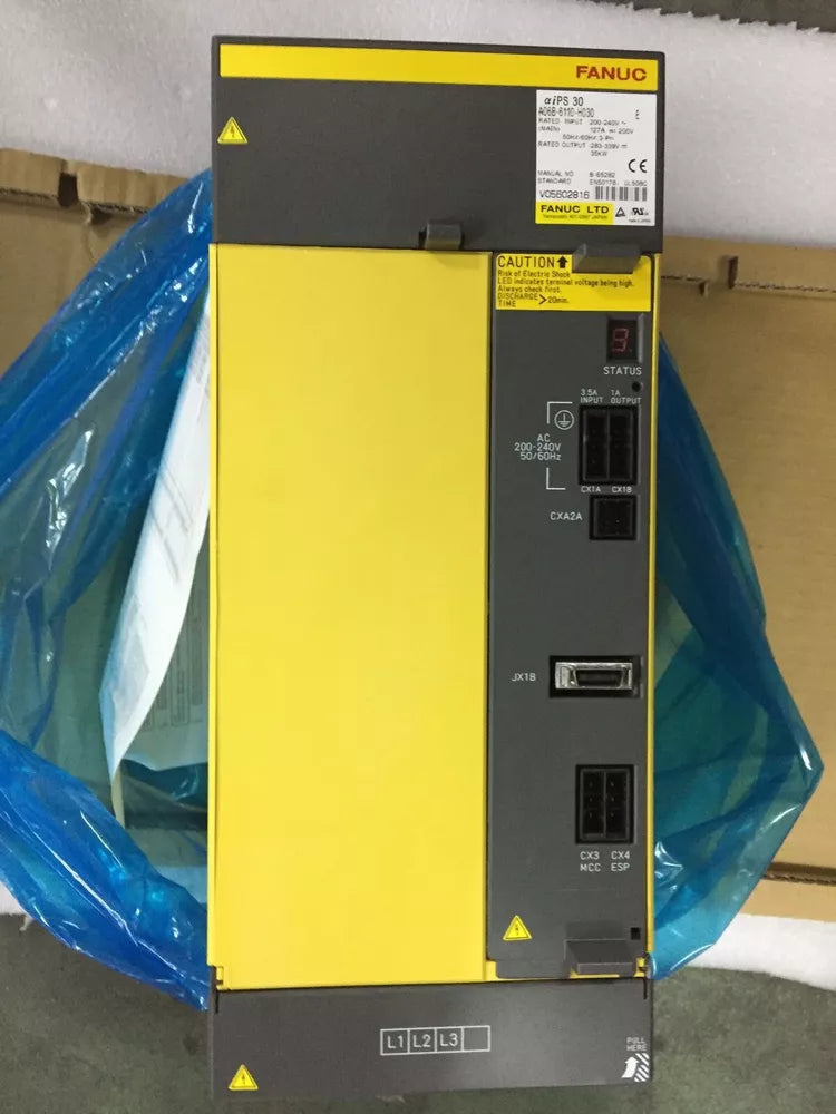 FANUC A06B-6110-H030 Servo Amplifier, yellow and gray industrial equipment, new.