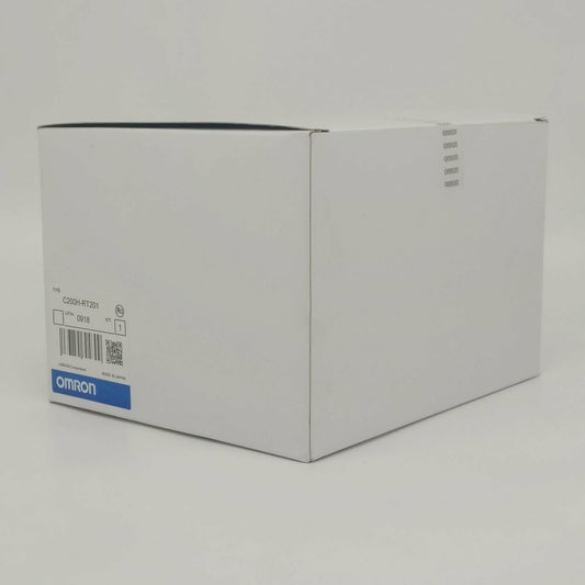 New Omron C200H-RT201 controller in box, with model and OMRON brand label.