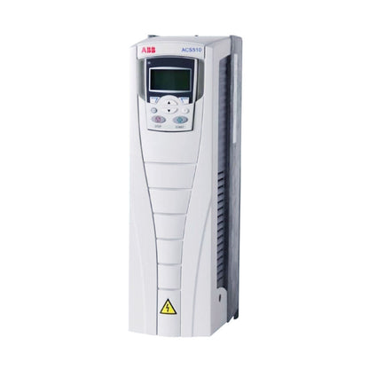 ABB ACS510 drive unit, white industrial inverter with display and control buttons