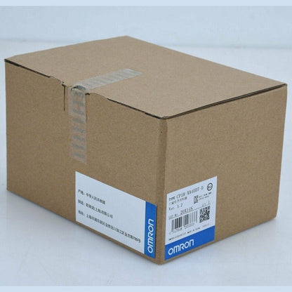 Omron CP1H-XA40DT-D PLC Module in box, side view, new condition, industrial automation.