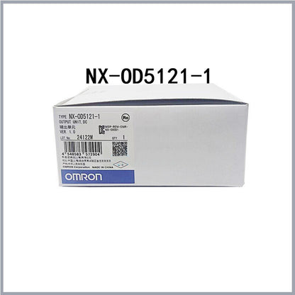 OMRON NX-OD5121-1 Digital Output Unit box, white, with product details, angled shot.