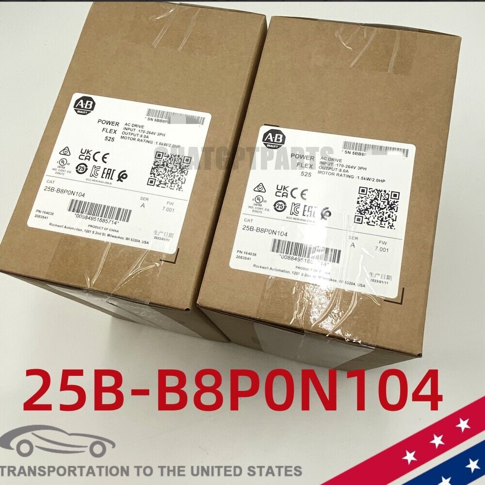 25B-B8P0N104 AB 25B B8P0N104 PowerFlex 525 Drive 1.5kW 2.0Hp New SEALED 2023 TX