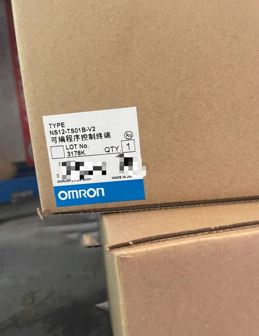 Omron NS12-TS01B-V2 HMI touch screen on cardboard box, NEW product, industrial automation part