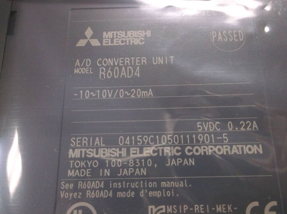 Mitsubishi R60AD4 PLC Module A/D Converter Unit, industrial automation part, Made in Japan