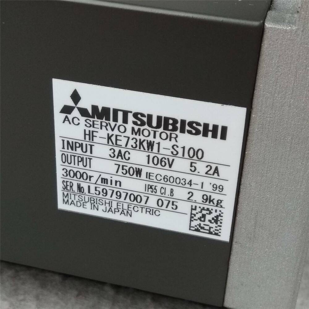 Mitsubishi HF-KE73KW1-S100 AC Servo Motor, industrial automation part details, 750W, Made in Japan