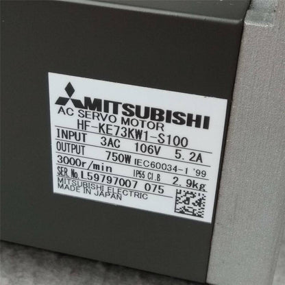 Mitsubishi HF-KE73KW1-S100 AC Servo Motor, industrial automation part details, 750W, Made in Japan