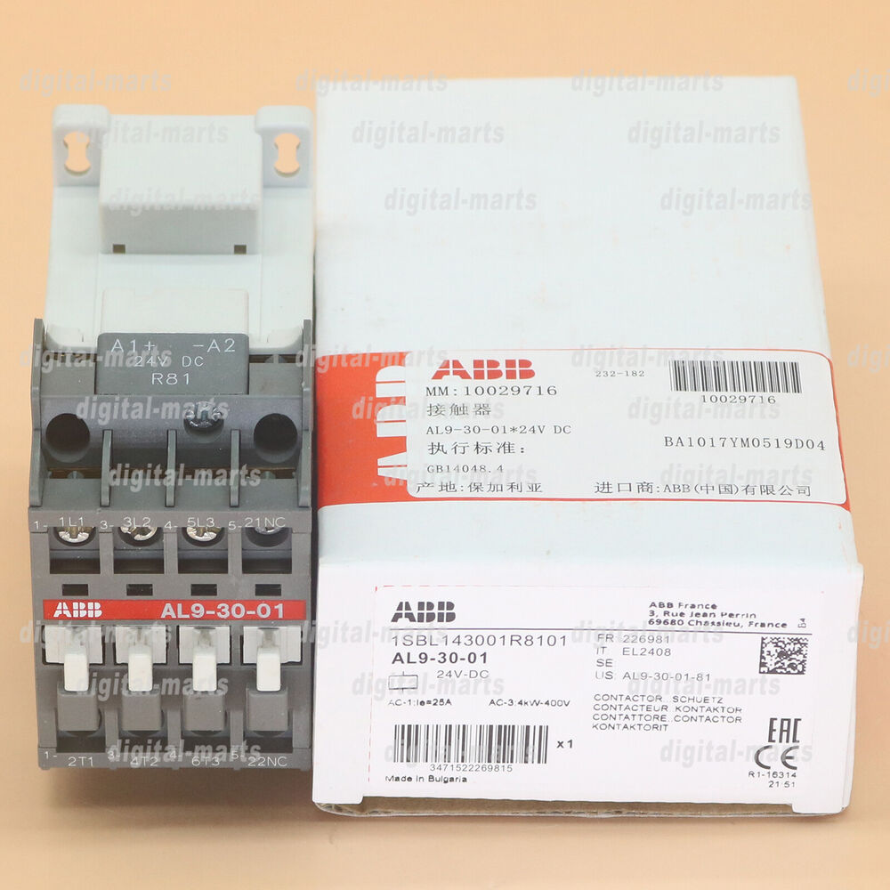 ABB AL9-30-01 DC Contactor 24VDC, industrial automation part, product detail, brand ABB, from Radwell International.
