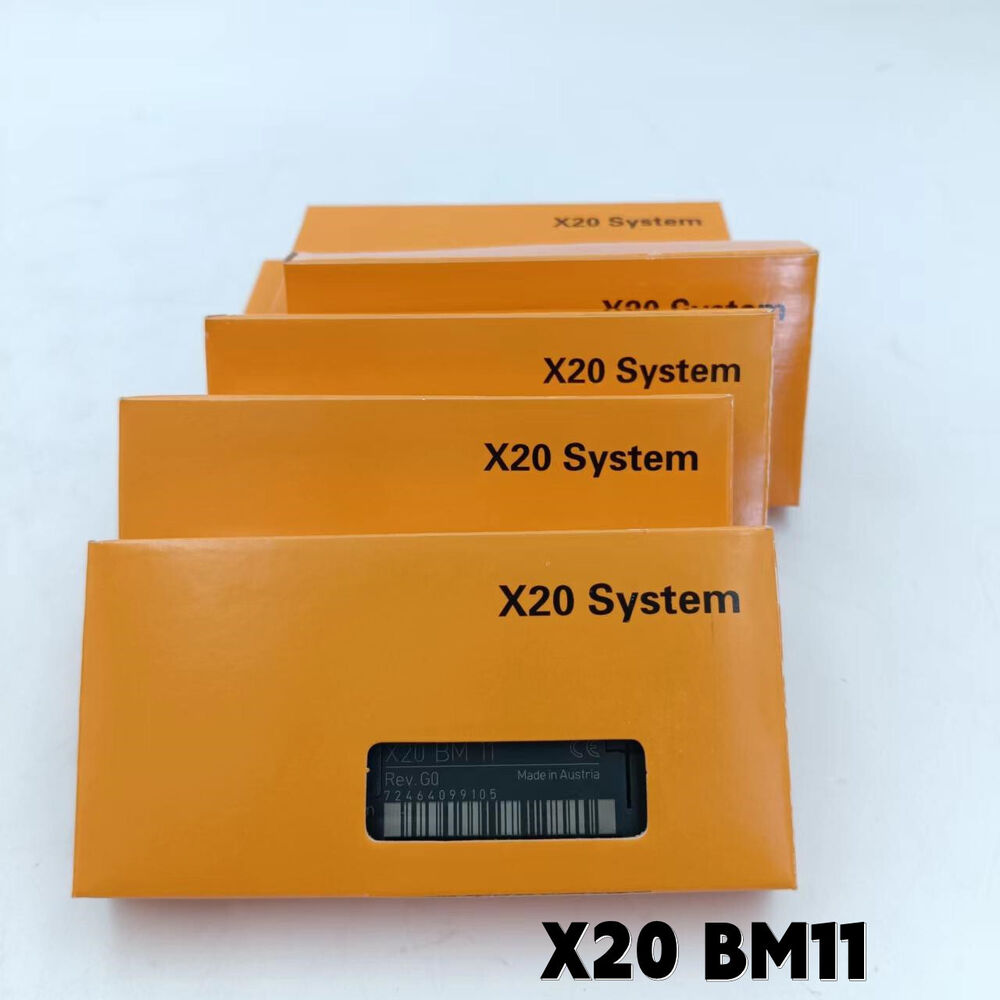 B&R X20 BM11 backplane module, orange boxes, X20 System, Rev. G0, Made in Austria, industrial automation part.