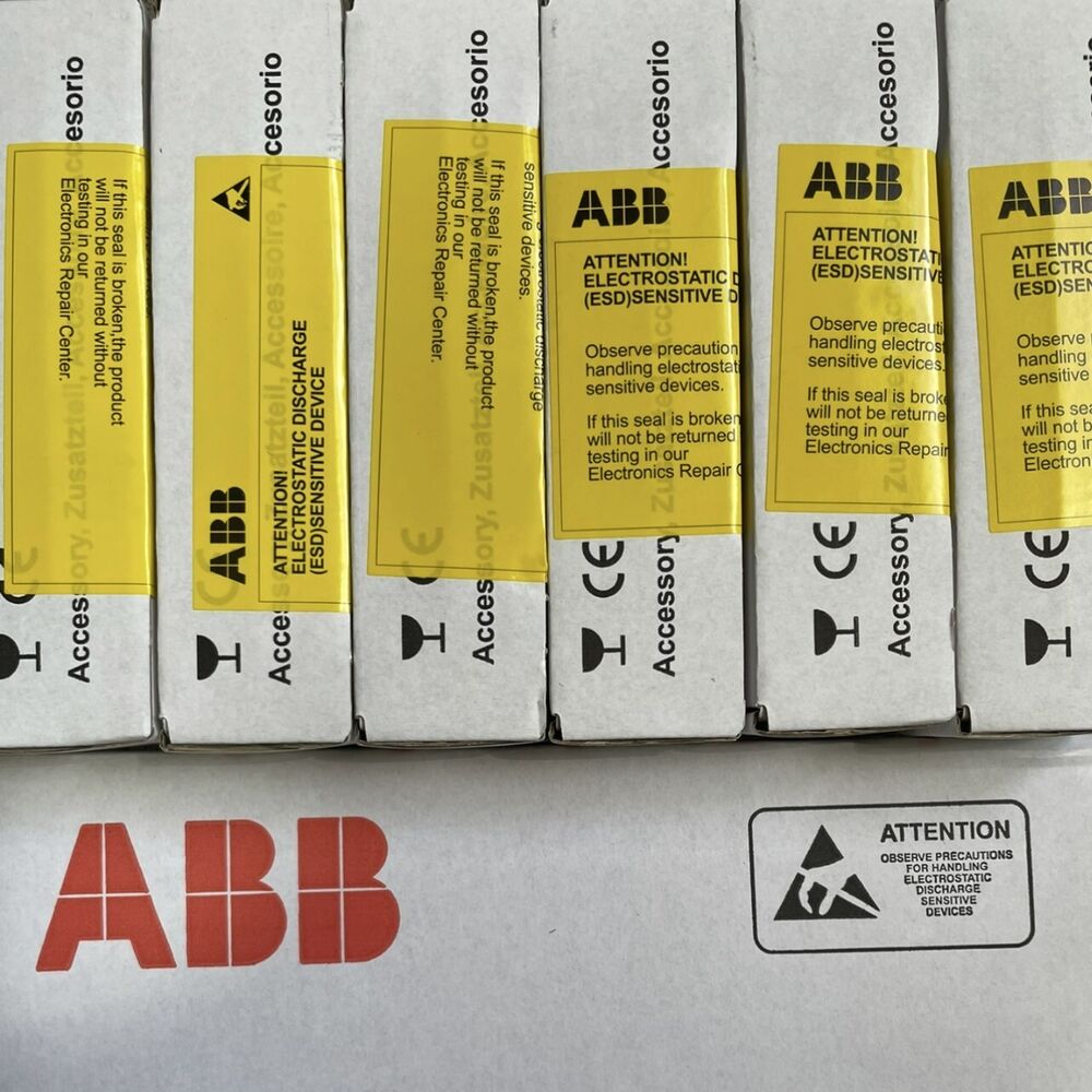 ABB FENA-11 Ethernet Communication Module boxes, new industrial automation parts. ESD warning labels present.