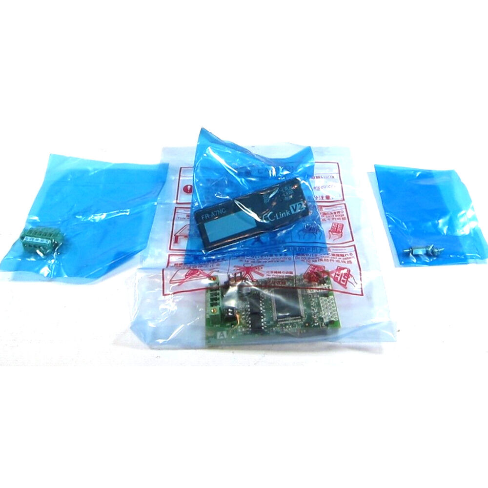 Mitsubishi FR-A7NC PLC Module with CC-Link V2 Interface for A700 & F700 Inverters, packaged.