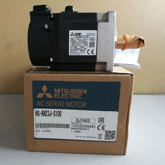 Mitsubishi HG-KN23J-S100 AC Servo Motor in box. Industrial automation motor for sale.