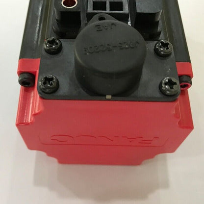 FANUC A06B-0115-B855#0059 Servo Motor, red and black, industrial automation part, JAE connector