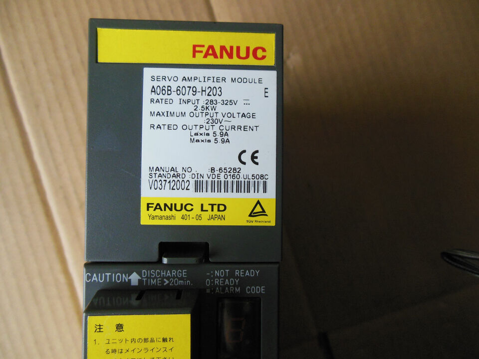 FANUC A06B-6079-H203 servo drive amplifier module with labels, industrial automation part, new.