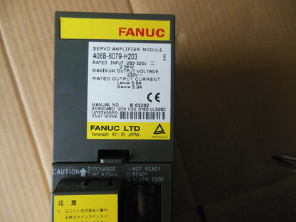 FANUC A06B-6079-H203 servo drive amplifier module with labels, industrial automation part, new.