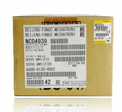 FANUC A06B-6130-H002 Servo Amplifier box, new industrial automation part, labeled with part number and date, in stock.