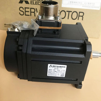 Mitsubishi HF75T-A48 AC servo motor, industrial automation component, black and silver design