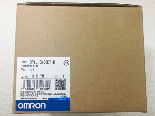 Omron CP1L-EM30DT-D PLC module packaging, new condition, including product type, version, and quantity.