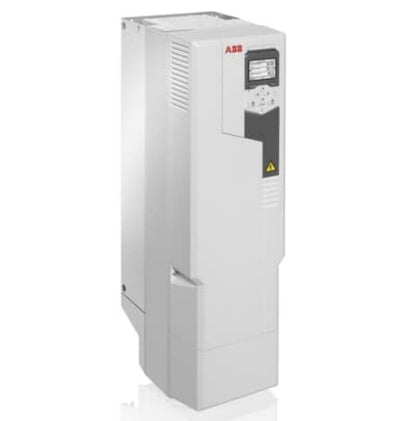 ABB ACS580-01-088A-4 frequency converter, white, with display and control panel.