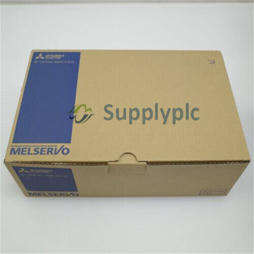 Mitsubishi FX3U-64MR/ES-A PLC Module in box. MELServo and Supplyplc logos visible.