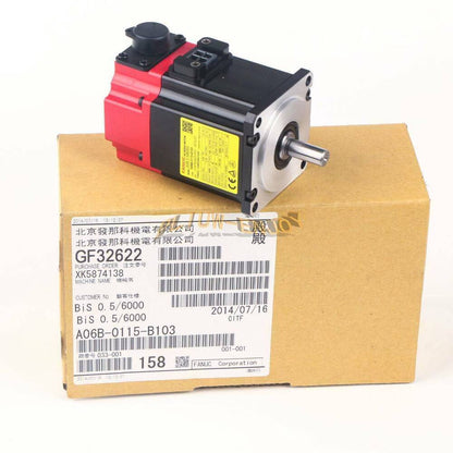 FANUC A06B-0115-B103 Servo Motor, new industrial automation part, with label details and box