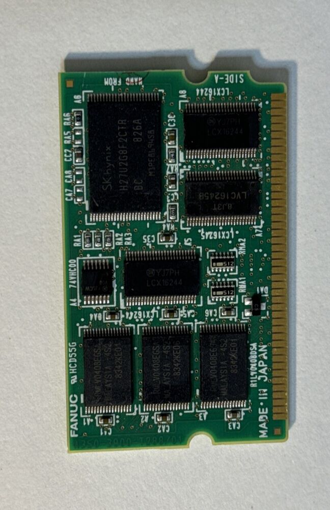 FANUC A20B-3900-0282 circuit board, green PCB with multiple chips, Side-A marking, Made in Japan, industrial automation part