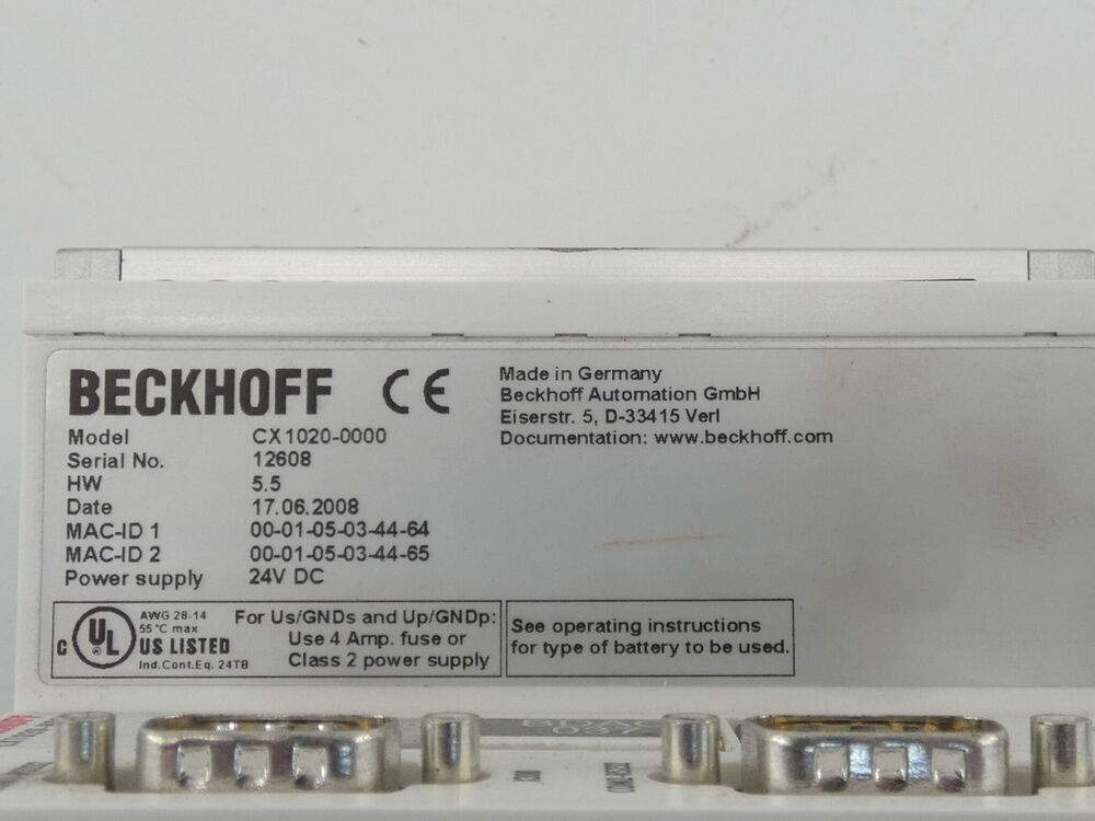 Beckhoff CX1020-0000 + CX1020-N000 + CX1100-0002 CPU Module new in box