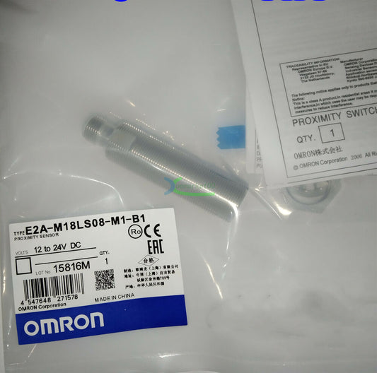 Omron E2A-M18LS08-M1-B1 Proximity Switch, New, Industrial Automation Sensor