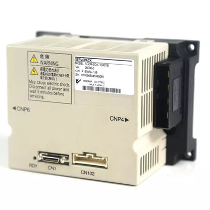Yaskawa SGDR-SDA710A01B Servo Drive, warning label, CNP6, CN1 and CN102 ports. Industrial automation part, Expedited Shipping