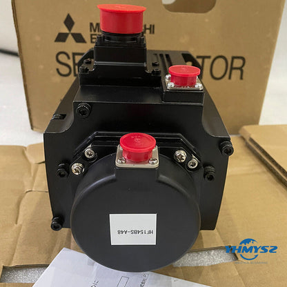 Mitsubishi HF154BS-A48 Servo Motor, black body with red caps, industrial automation equipment, fast shipping