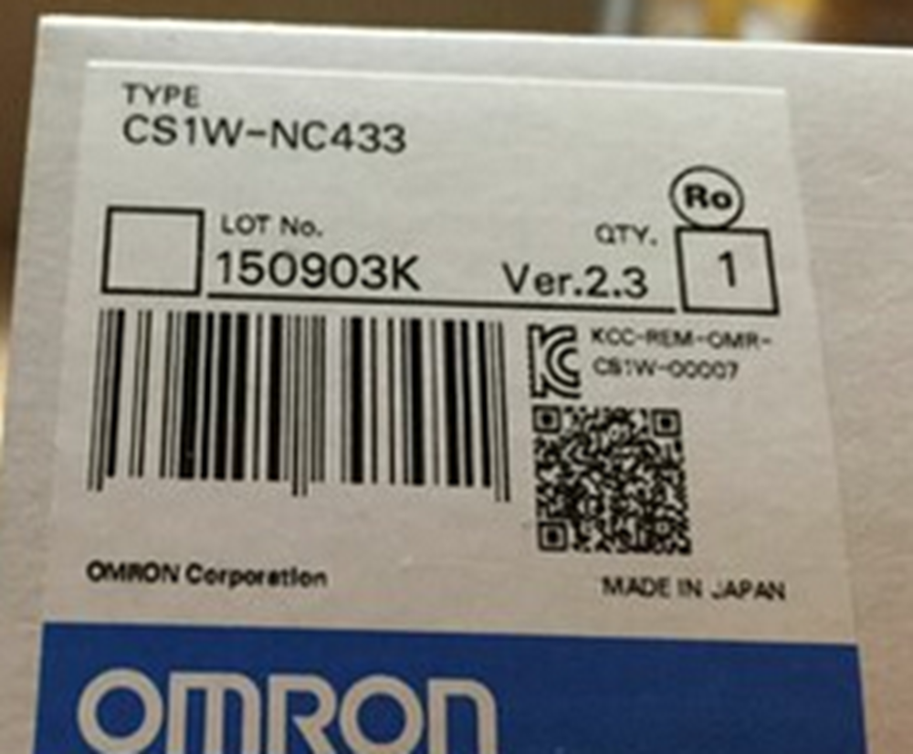 Omron CS1W-NC433 Controller Label - Made in Japan