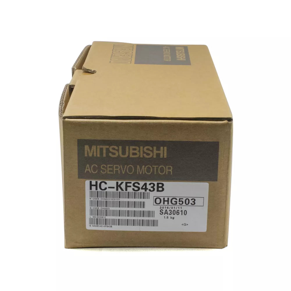 Mitsubishi HC-KFS43B AC Servo Motor in packaging, new condition, fast shipping.