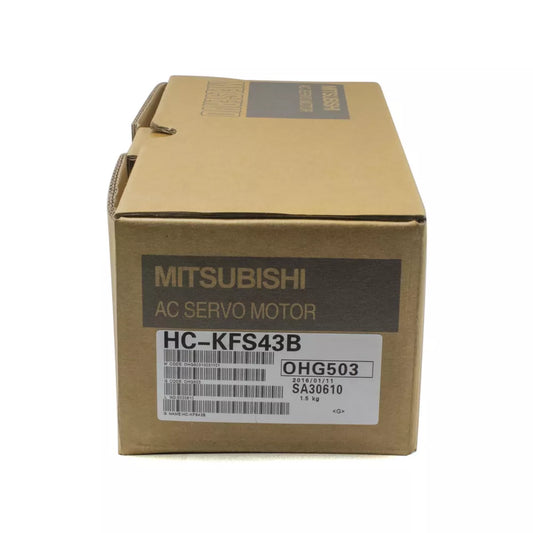 Mitsubishi HC-KFS43B AC Servo Motor in packaging, new condition, fast shipping.