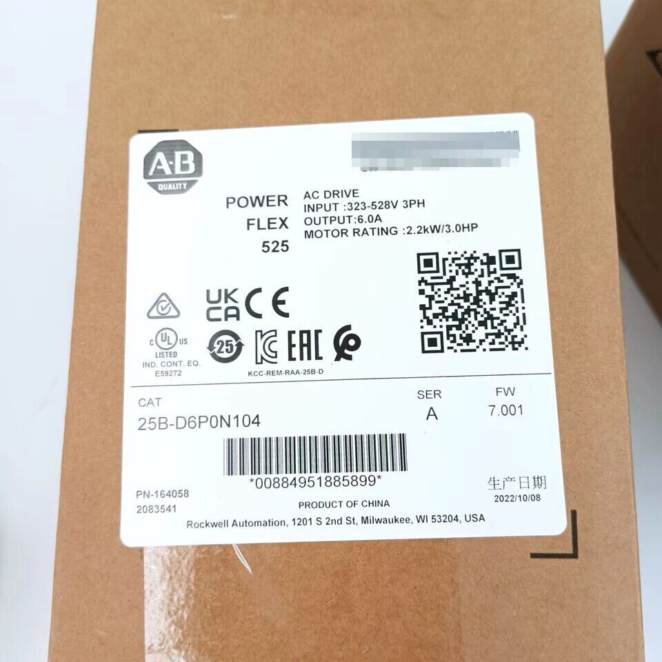 Allen Bradley 25B-D6P0N104 A PowerFlex 525 AC Drive 480V 3HP 25BD6P0N104 New