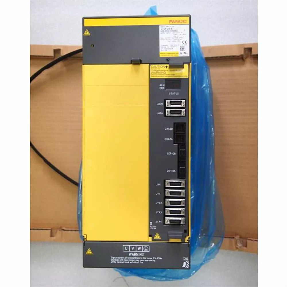 FANUC A06B-6220-H026#H600 Servo Drive Amplifier, yellow and gray housing with multiple ports.