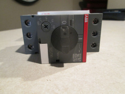 ABB MS116-1.0 Manual Motor Starter, gray and red, featuring the MS116 model. For industrial automation.