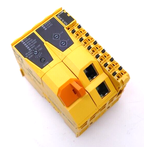 B&R X20 SL 8100 Central Unit Safe LOGIC I/O Module, yellow with black labels, industrial automation part.