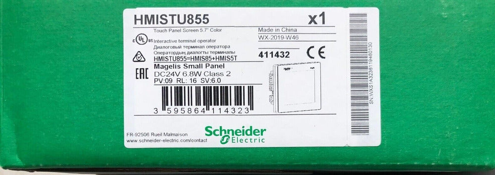 Schneider Electric HMISTU855 Touch Panel, 5.7 inch color display, Magelis Small Panel, industrial automation equipment.