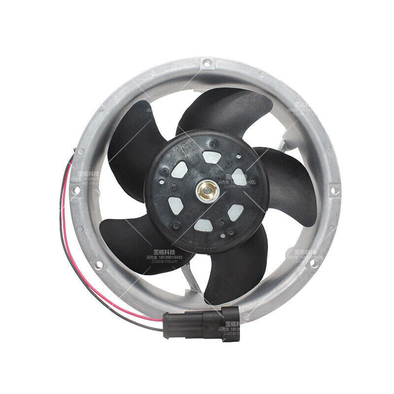 ABB D1751S24B6CZ-16 Inverter Cooling Fan. Black fan blades within a silver frame. Includes wiring harness and connector.