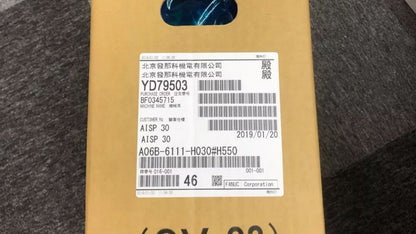 FANUC A06B-6111-H030#H550 servo amplifier box label, product details include part number, order info, and date