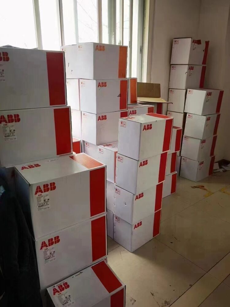 Stacked ABB PSE30-600-70 Soft Starter boxes, new industrial automation parts in stock.