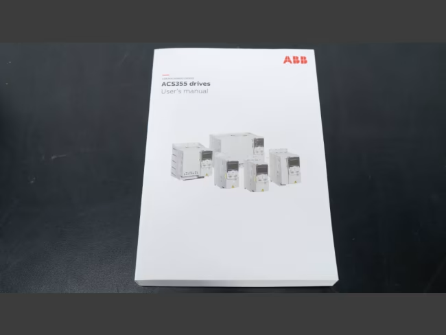 ABB ACS355 drives user's manual, white cover, product catalog, industrial automation parts.