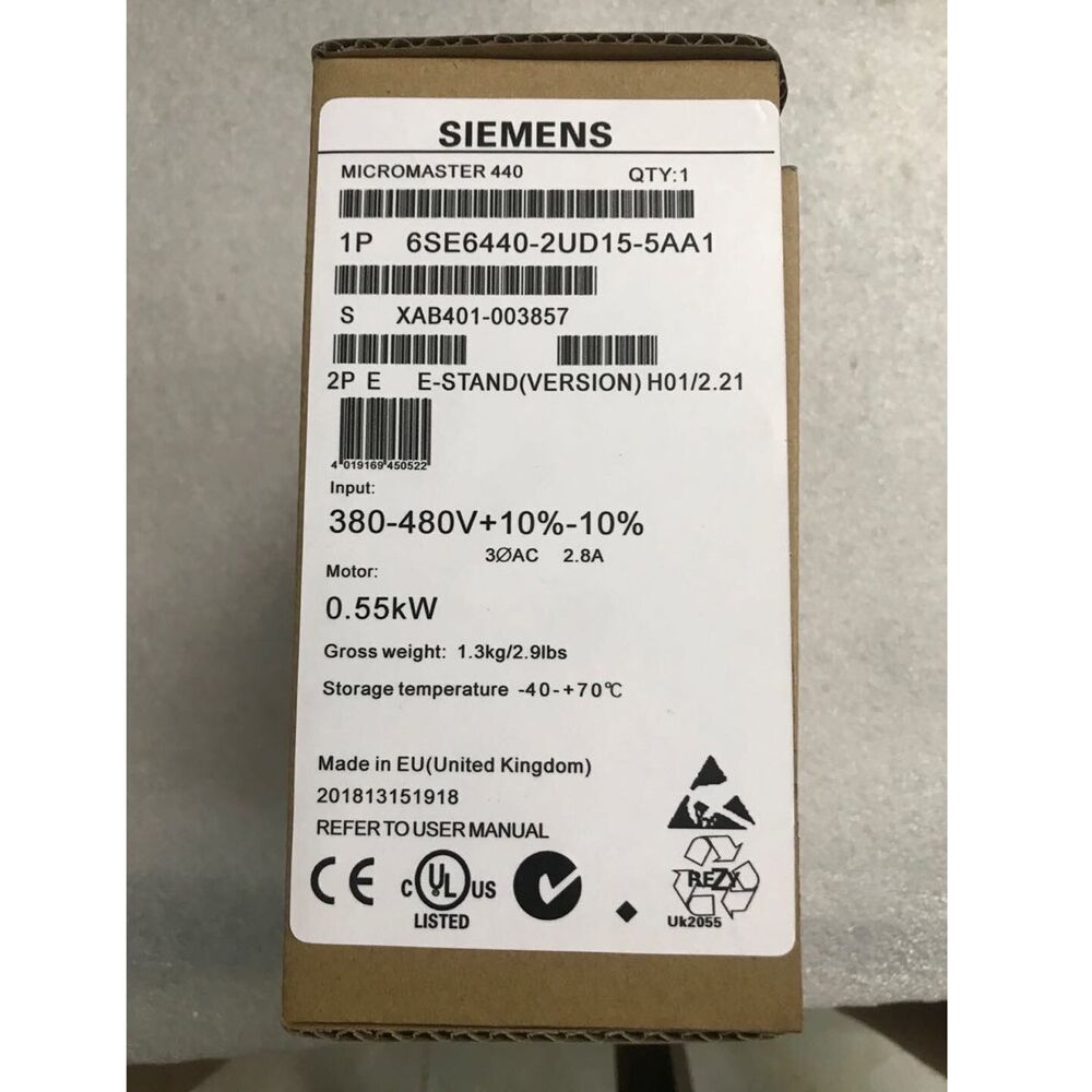 Siemens MICROMASTER 440 Drive 6SE6440-2UD15-5AA1 industrial automation part, 0.55kW motor