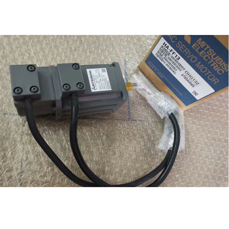 Mitsubishi HA-FF13 AC Servo Motor, grey and black, new in box, Mitsubishi Electric.