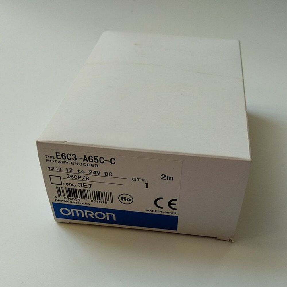 Omron E6C3-AG5C-C Rotary Encoder product packaging, 360P/R, 12-24V DC, industrial automation part.